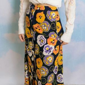Hand Embroidered Emoji Floral 90's Long Skirt